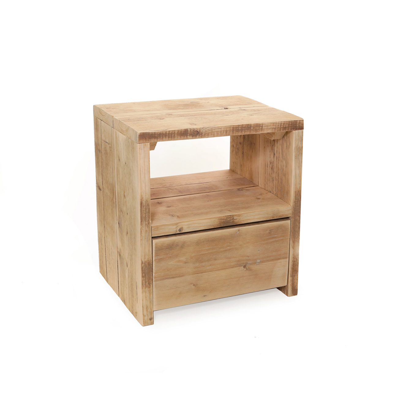 Steigerhouten nachtkastje met 1 lade