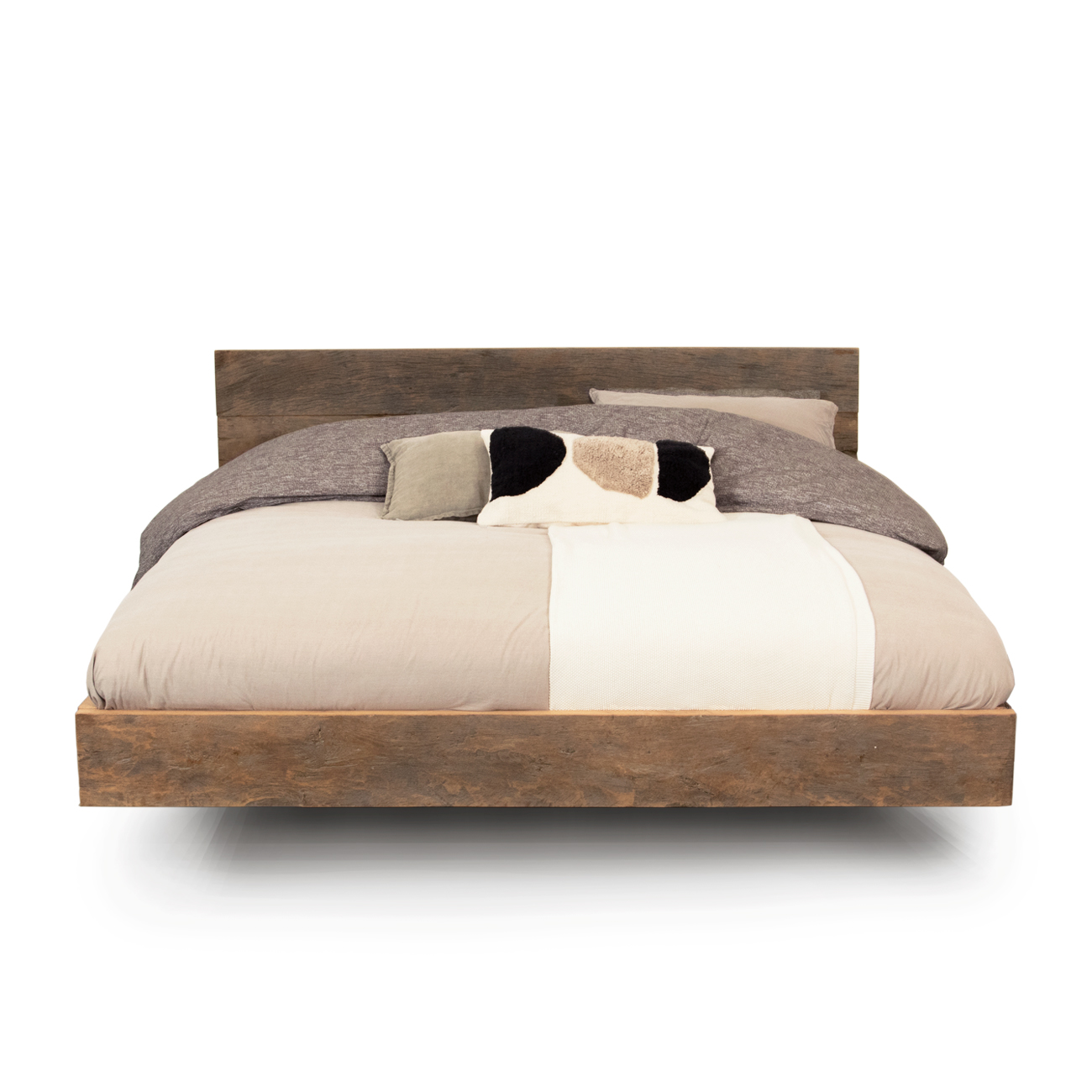 Zwevend oud eikenhouten bed rough