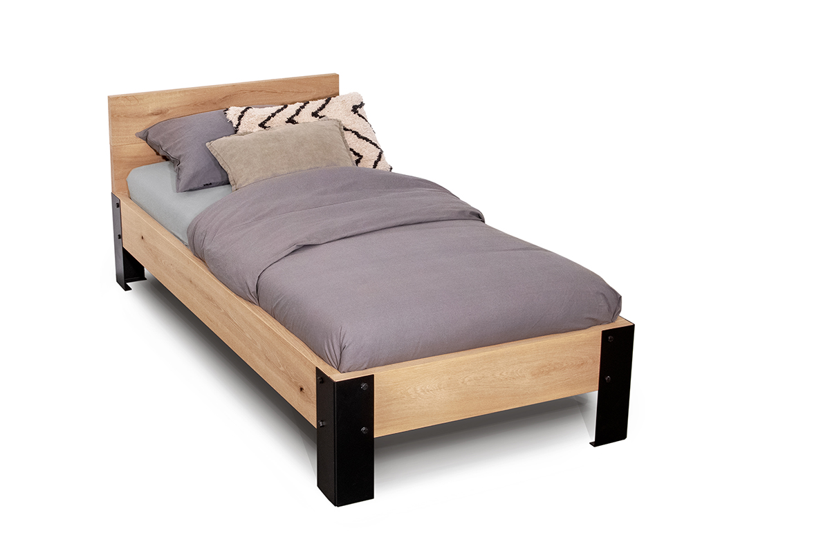 Bed Hippoe rustiek eiken 1 persoons