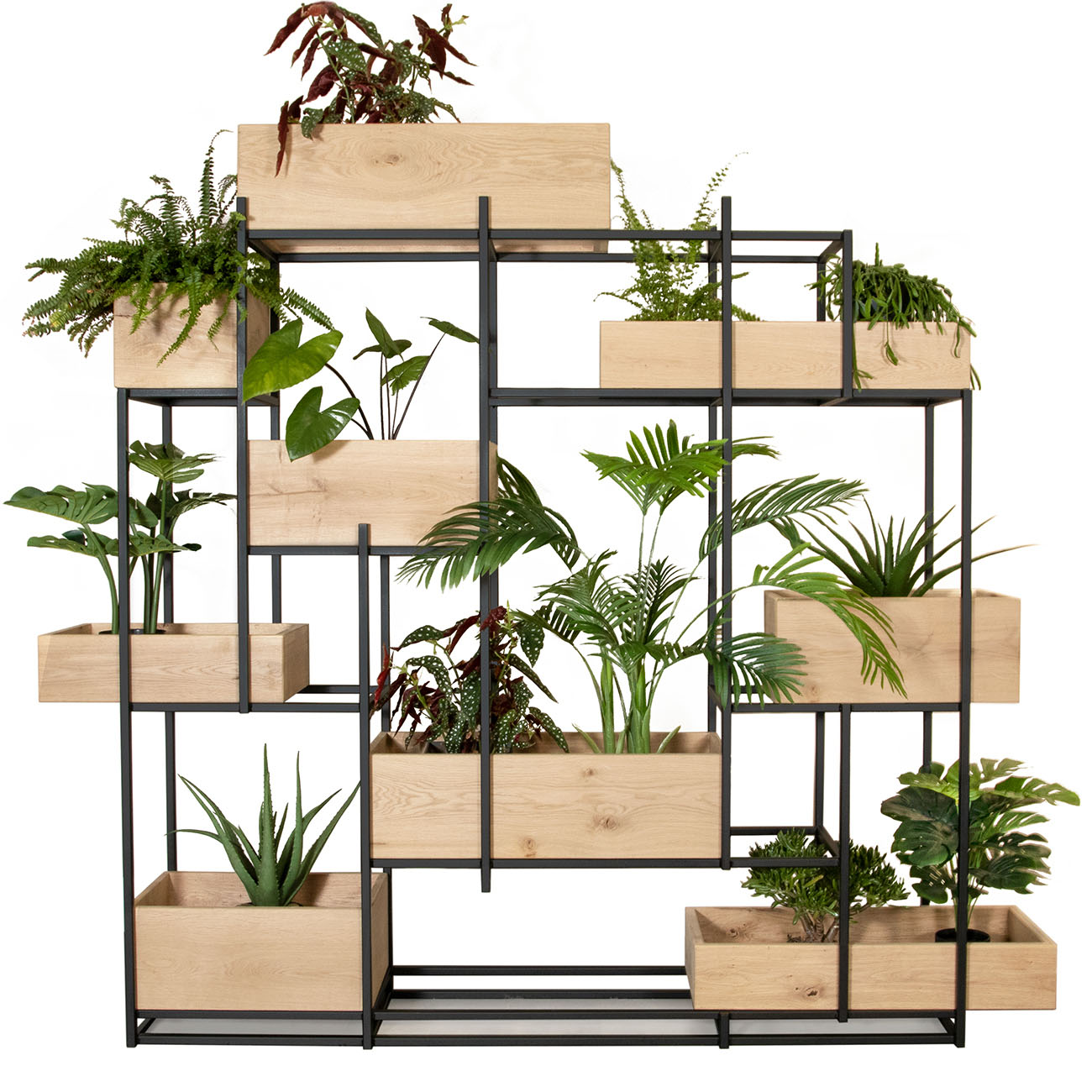 Roomdivider met plantenbakken