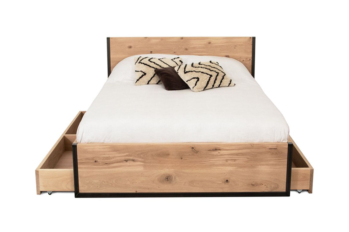 Massief Eiken Bedblok met Opberglades Massief Eiken Bedblok met Opberglades