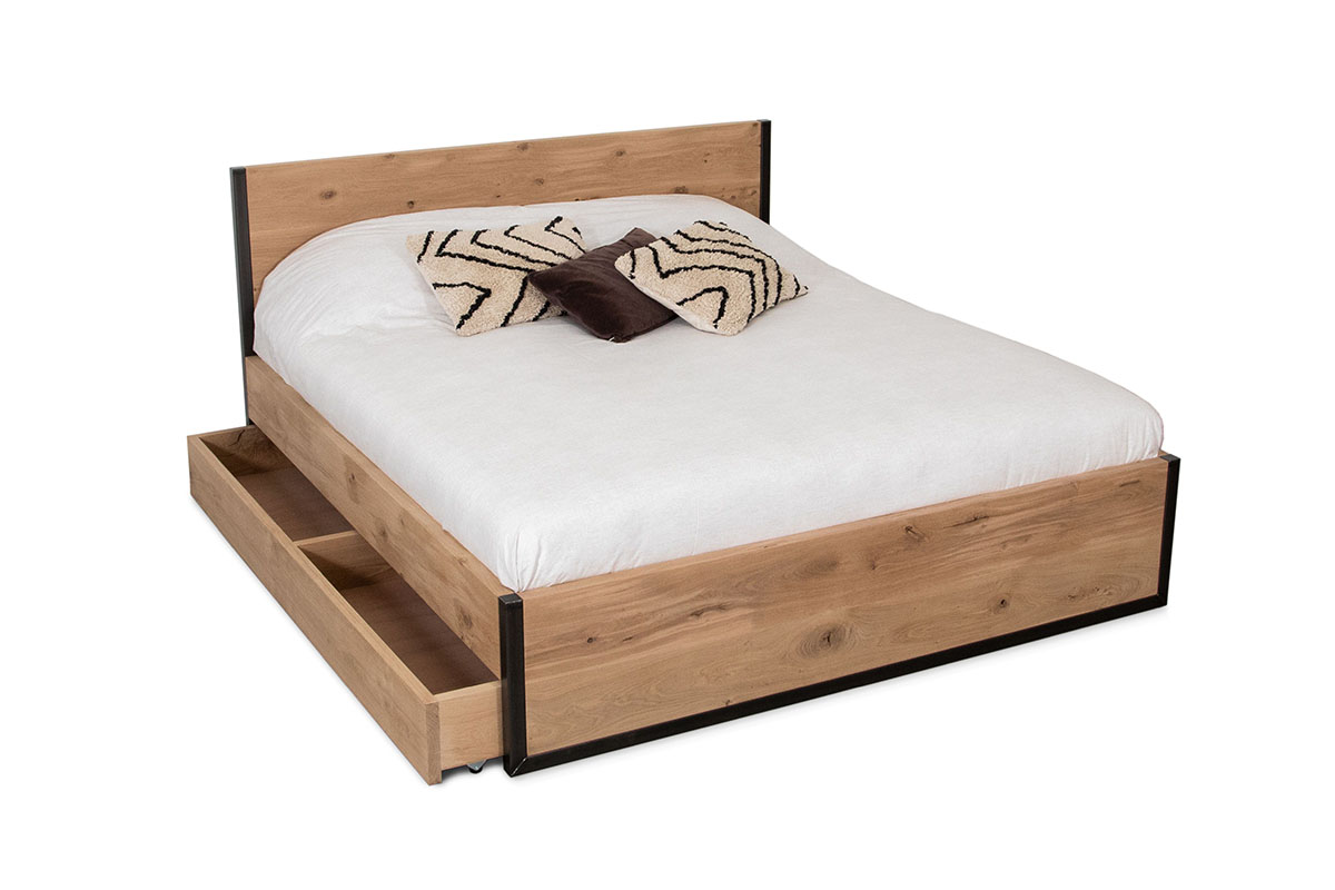 Massief Eiken Bedblok met Opberglades Massief Eiken Bedblok met Opberglades