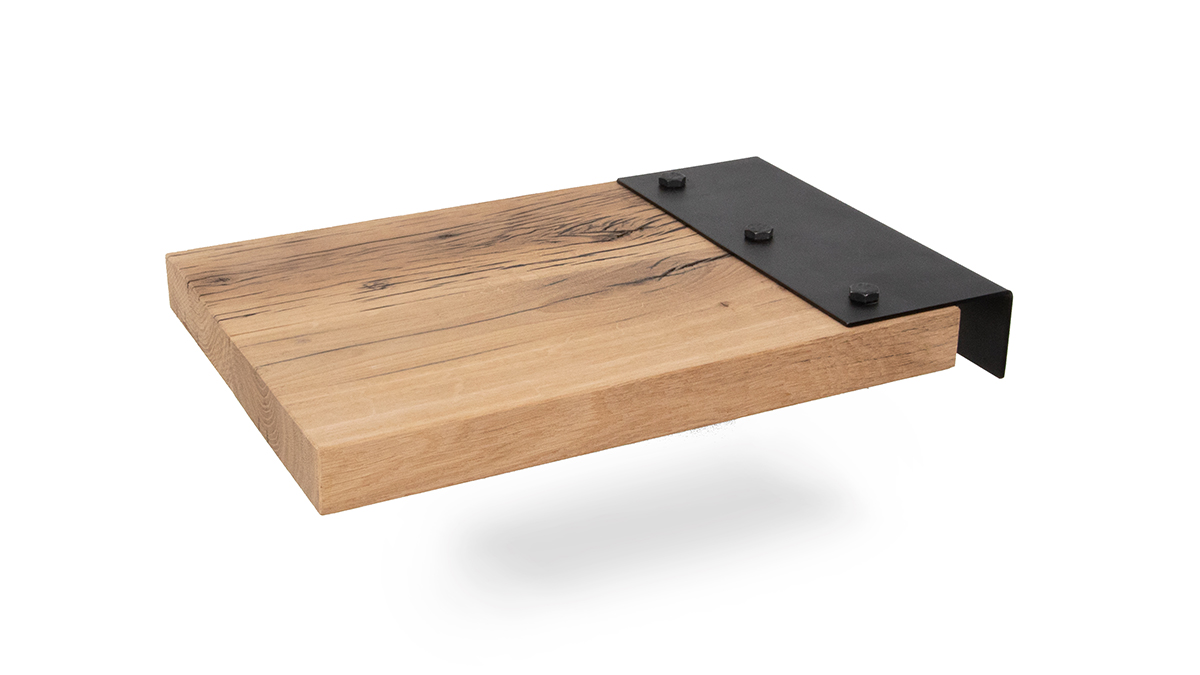 bedplank nachtkastje van oud eiken en zwart staal bedplank nachtkastje van oud eiken en zwart staal