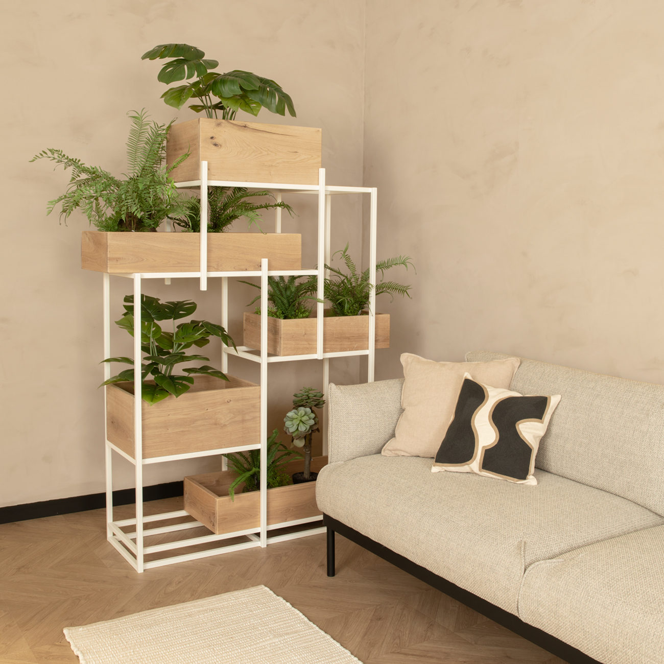 Roomdivider plantenkast woonkamer