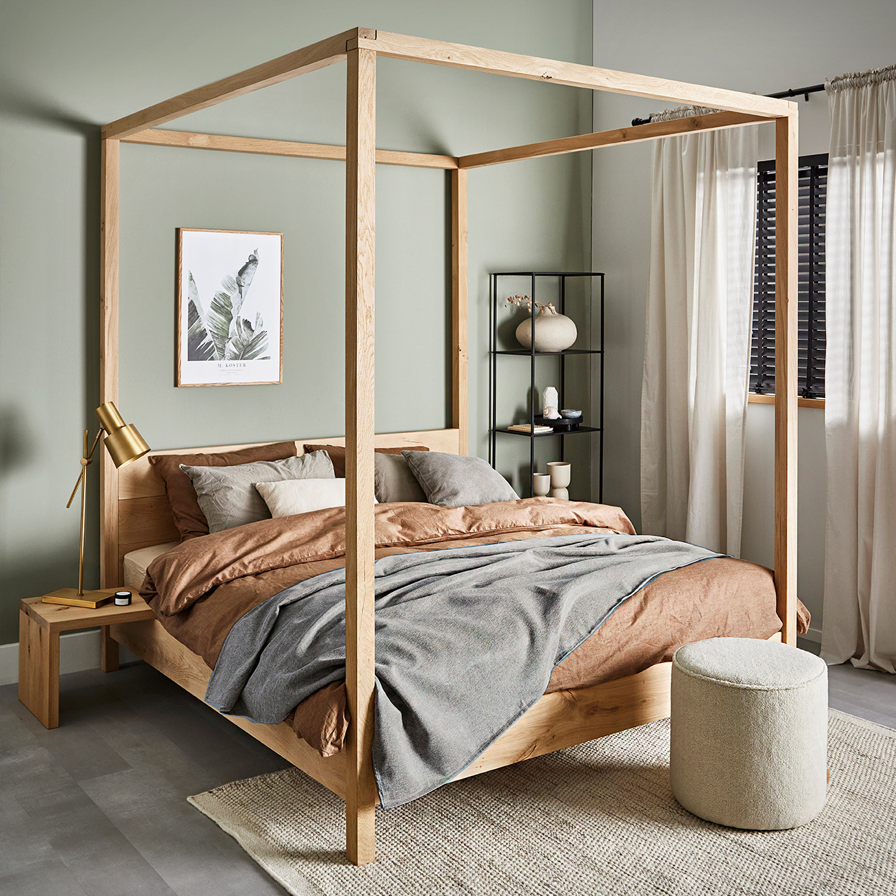Massief eiken hemelbed